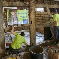 Jugendbauhüttler beim Wiederaufbau in Bad Münstereifel 